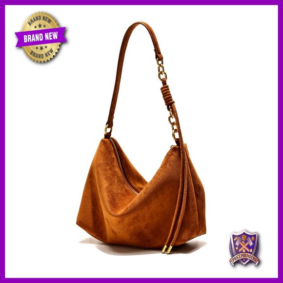 Handbags - Faux Suede Hobo Shoulder Bag Adjustable Strap Crossbody Minimal Chic Versatile